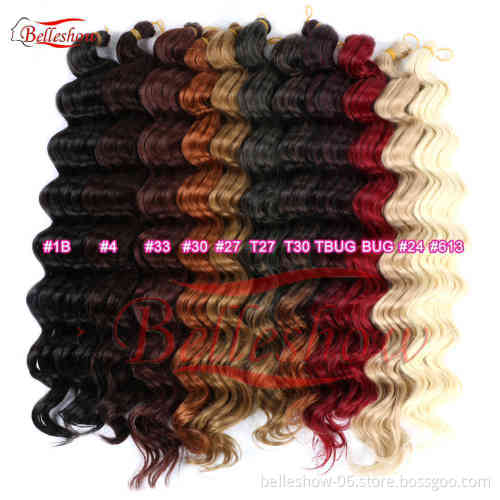 Hot sell Hair 20Inch 80G Pre-Loop Deep Wave Braiding Hair Wholesale Synthetic  ombre  Deep Wave